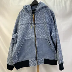 01w-6219 コーチ COACH  シグネチャー デニム フーデッド ジップアップジャケット  ブルー  サイズS  メンズ  アウター  コットン  CF793  【中古品】