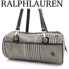 【良品】LAURENRALPHLAUREN 千鳥格子 ミニボストンバッグ 黒色