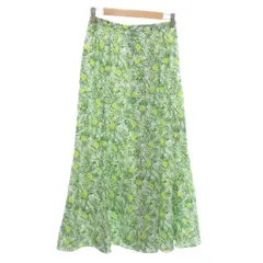 スピック&スパン Spick&Span フレアスカート 38 マキシ ロング丈 花柄 緑 グリーン 白 ホワイト /NU