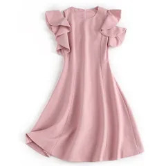 新品上品でセクシー　肩出し半袖ワンピース　ピンク　#L