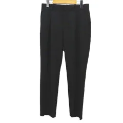 グリーンレーベルリラクシング ユナイテッドアローズ green label relaxing テーパードパンツ 36 黒系 ブラック 無地 ベルト通し ストレッチ