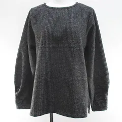 グリーンレーベルリラクシング ユナイテッドアローズ green label relaxing チェック柄 長袖 カットソー 灰系 グレー バックジップ サイドカット ストレッチ 日本製