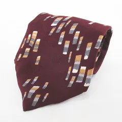 ランバン LANVIN シルク 絹 ネクタイ レギュラータイ ボルドー系 ワインレッド フランス製 総柄