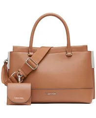 カルバンクライン レディース バッグ ハンドバッグ Calvin Klein Bianca Triple Compartment Convertible Satchel Caramel