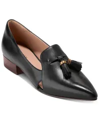 コールハーン レディース シューズ パンプス ヒール Cole Haan Womens Vanya Tassel Block Heel Shoes Black Leather ブラック