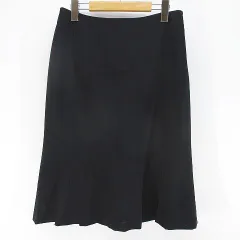 コムサデモード COMME CA DU MODE 膝丈 フレアスカート 11 黒系 ブラック 無地 裏地 毛 ウール