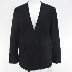 トゥモローランド TOMORROWLAND ノーカラー ジャケット 36 紺系 ネイビー 無地 裏地