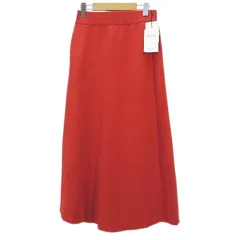 ロデオクラウンズワイドボウル RODEO CROWNS WIDE BOWL RCWB ニットスカート ロング丈 Aライン F 赤系 レッド 無地 サイドポケット  