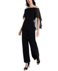 ミスク レディース トップス ジャンプスーツ ドレープ MSK SideDraped ColdShoulder Jumpsuit Black ブラック