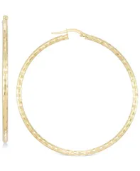 イタリアン ゴールド レディース アクセサリー ピアス・イヤリング Italian Gold Medium Textured Hoop Earrings in 14k Yellow Gold イエロー