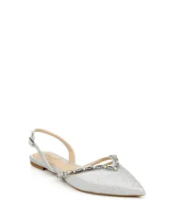 ジュウェルダグレイミシュカ レディース シューズ パンプス Jewel Badgley Mischka Womens Camden Slingback Pointed Toevening Flatsilver Glitter シルバー