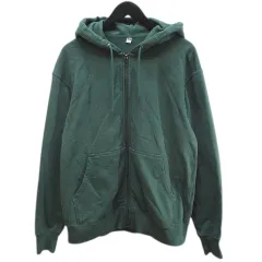 ユニクロ UNIQLO 長袖 スウェット フルジップ パーカー ジャケット M 緑系 グリーン 無地 リブ