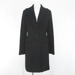 エポカ EPOCA チェスターコート ロング丈 40 黒系 ブラック 日本製 アンゴラ 毛 ウール 裏地 無地