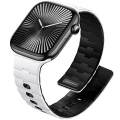 【人気商品】男女兼用 スポーツ用 マグネット式シリコン N54磁石バンド 軽量 - Series11/10/9/Ultra3/SE3/8/7/6/5/4/3/1用 バンド アップルウォッチ用 ホワイト/ブラック [Bandletic]