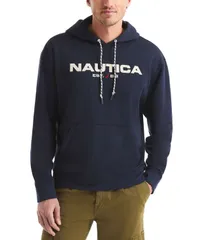 ナウティカ メンズ アウター パーカー・スウェット ロゴ Nautica Mens Logo Details RelaxedFit PullOn Hoodie Navy Seas ネイビー