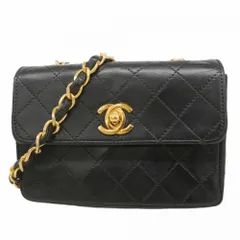 シャネル(Chanel) シャネル ショルダーバッグ ミニマトラッセ チェーンショルダー ラムスキン ブラック レディース