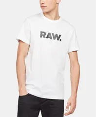 ジースター メンズ トップス Tシャツ クルーネック シャツ ロゴ グラフィック GStar Raw Mens Holorn RAW Graphic Logo Crewneck TShirt White ホワイト