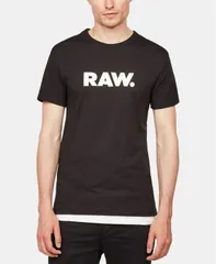 ジースター メンズ トップス Tシャツ クルーネック シャツ ロゴ グラフィック GStar Raw Mens Holorn RAW Graphic Logo Crewneck TShirt Black ブラック