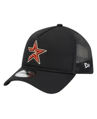 ニューエラ メンズ アクセサリー 帽子 New Era Mens Black Houston Astros 9FORTY AFrame Trucker Adjustable Hat Black ブラック