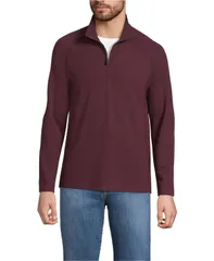 ランズエンド メンズ アウター ニット・セーター ハーフジップ Lands End Mens Long Sleeve Quarter Zip Sweaters Lush burgundy heather ヘザー