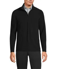 ランズエンド メンズ アウター ニット・セーター ハーフジップ Lands End Mens Long Sleeve Quarter Zip Sweaters Black ブラック
