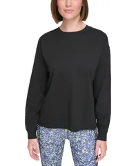 カルバンクライン レディース トップス Tシャツ クルーネック シャツ 長袖 Calvin Klein Womens LongSleeve Crewneck TShirt Black ブラック