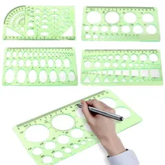 テンプレート 定規 4点セット テンプレート 透明デザイン定規 楕円・円・多形・
