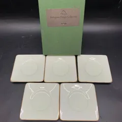 未使用　深川製磁 角茶托揃 茶托 5枚セット 有田焼 皿 宮内庁御用達　5枚組　金彩　コースター　ゴールド