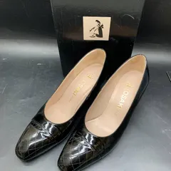 OSAKI ブラック 黒　エナメル キルティング調 ハイヒール パンプス　レディース23cm　シューズ靴　冠婚葬祭　フォーマル　入学式卒業式