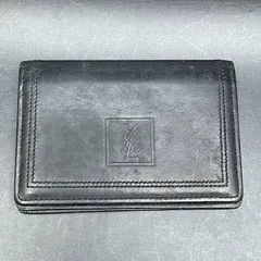 イヴサンローラン（Yves Saint Laurent） ブラックレザー カードケース（名刺入れ）定期入れ　ヴィンテージ　中古　メンズレディース