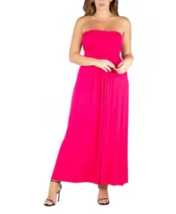 24 セブンコンフォート レディース トップス ワンピース マキシワンピース プラスサイズ ストラップレス マキシ 24seven Comfort Apparel Plus Size Strapless Maxi Dress Pink ピンク