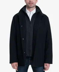 ロンドンフォグ メンズ アウター ジャケット・ブルゾン ウール コート London Fog Mens WoolBlend Layered Car Coat Navy Heather ヘザー