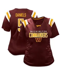 ファナティクス レディース トップス Tシャツ Vネック プラスサイズ レース Fanatics Womens Jayden Daniels Burgundy Washington Commanders Plusize Name Numberaglan Lac