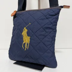 Ralph Lauren ラルフローレン キルティングショルダーバッグ サコッシュ 肩掛け 斜め掛け クロスボディバッグ ネイビー ポロ刺繍 B444