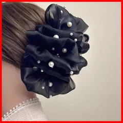 フリル リボン バンスクリップ 大きめ 大きめ 可愛い ヘアクリップ 大人っぽい ヘアアクセサリー セット ヘアクリップ HAPVITAL 髪留め ヘアアクセサリー クリップ バナナクリップ 髪飾り韓国風 オフィス 贈り物 レディース用 おしゃれ (ブラック)