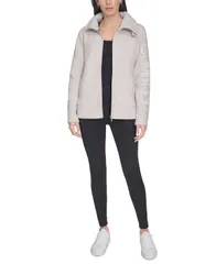 カルバンクライン レディース アウター ジャケット・ブルゾン フリース ジャケット Calvin Klein Womens Active Tech Fleece MockNeck Jacket Porcini