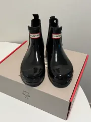 ハンター ブラック チェルシー レインブーツ