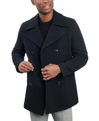 ロンドンフォグ メンズ アウター ジャケット・ブルゾン ウール コート London Fog Mens DoubleBreasted Wool Blend Peacoat Black ブラック