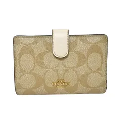 COACH(コーチ) 2つ折り財布 シグネチャー柄 F23553 ベージュ×アイボリー レザー
