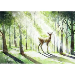 （原画）光が降り注ぐ【SMサイズ／水彩画／#3053】