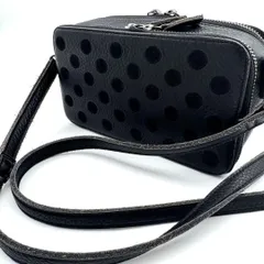 ⭐3WAY　2層⭐ear PAPILLONNER　イアパピヨネ　カメラバッグ　ショルダーウォレット　ショルダーバッグ　ドット　レザー　本革　ヌメ革　美品　レア　希少　入手困難　ブラック　BLACK　黒　ポーチ