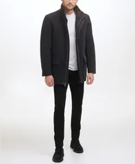 コールハーン メンズ アウター ジャケット・ブルゾン プラスサイズ ウール コート Cole Haan Mens Wool Plush Car Coat Charcoal チャコール