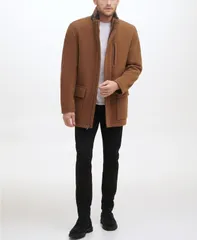 コールハーン メンズ アウター ジャケット・ブルゾン プラスサイズ ウール コート Cole Haan Mens Wool Plush Car Coat Camel キャメル