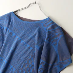 美品 2013SS プリーツプリーズ イッセイミヤケ PLEATS PLEASE 総柄 メッシュワイドプルオーバーワンピース 3 ブルー┃//【2400014830613】のサムネイル