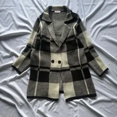 SWEET モノトーン チェック柄ニット チェスターコートジャケット きれいめ