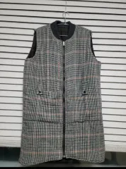 ロング ダウンジャケット ロング丈 リバーシブル CHECK ダウン ベスト ベスト ジャケット