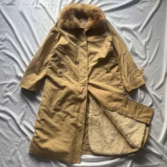 vintage ラクーンファー襟 ロングコート ベージュ きれいめアメカジY2k
