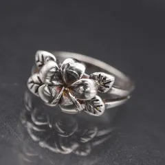 Q153 ハワイアンジュエリー 925刻印 リング プルメリア デザイン シルバー 指輪 13号