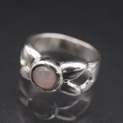 M914 ローズクォーツ 925刻印 リング リボン デザイン シルバー 指輪 ヴィンテージ 9号