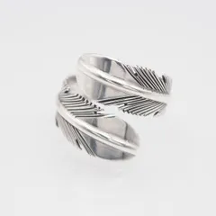 Q572 ヴィンテージ 925刻印 リング 羽 フェザー デザイン シルバー 指輪 16号